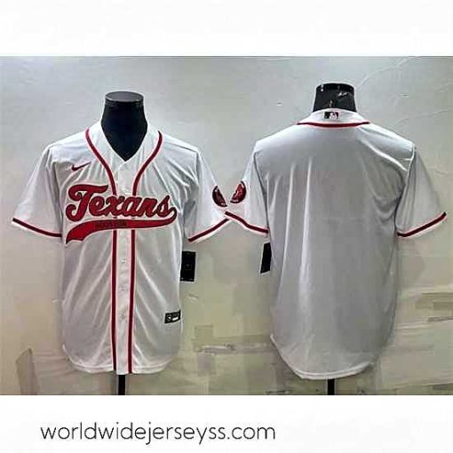 Marvelously styled Houston Texans Blank White With Patch Cool Base Stitched Baseball Jersey