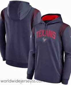 Exceptionally fashioned Houston Texans Navy Sideline Stack Performance Pullover Hoodie 001