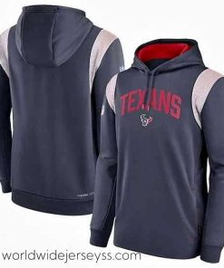 Exquisitely designed Houston Texans Navy Sideline Stack Performance Pullover Hoodie 002