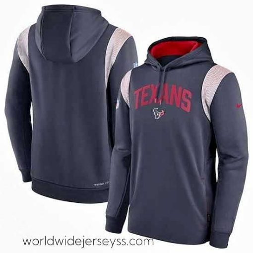 Exquisitely designed Houston Texans Navy Sideline Stack Performance Pullover Hoodie 002