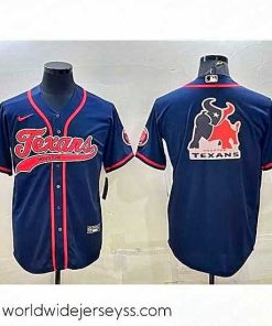 Exquisitely designed Houston Texans Navy Team Big Logo With Patch Cool Base Stitched Baseball Jersey