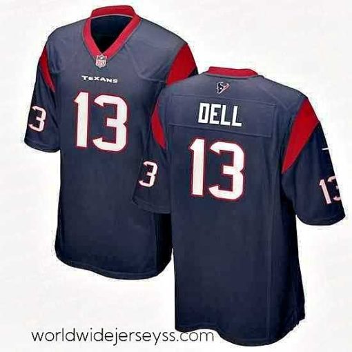 Exquisitely designed Houston Texans Tank Dell Blue Stitched Game Jersey