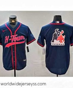Exceptionally fashioned Houston Texans Team Big Logo Navy With Patch Cool Base Stitched Baseball Jersey