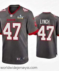 Superbly made John Lynch Buccaneers Pewter Super Bowl Lv Game Jersey