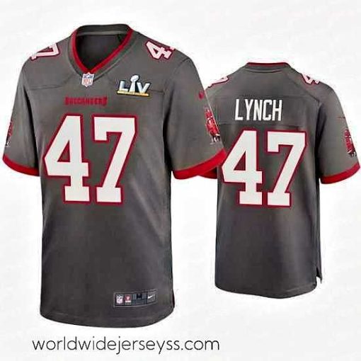 Superbly made John Lynch Buccaneers Pewter Super Bowl Lv Game Jersey