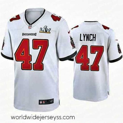 Exquisitely designed John Lynch Buccaneers White Super Bowl Lv Game Jersey