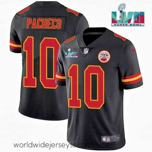 Finely crafted Kansas City Chiefs 10 Isiah Pacheco Black Super Bowl LVII Patch Vapor Untouchable Limited Stitched Jersey