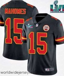 Exceptionally fashioned Kansas City Chiefs 15 Patrick Mahomes Black Super Bowl LVII Patch Vapor Untouchable Limited Stitched Jersey