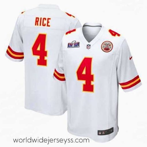 Superbly made Kansas City Chiefs 4 Rashee Rice White 2023 F.U.S.E  Vapor Untouchable Limited Stitched 2024 Super Bowl LVIII Jersey