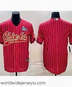 Exquisitely designed Kansas City Chiefs Blank Red With Super Bowl LVII Patch Cool Base Stitched Baseball Jersey
