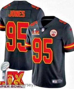 Exceptionally fashioned Kansas City Chiefs Chris Jones #95 Black 2024 2025 Super Bowl LIX F.U.S.E Stitched Jersey
