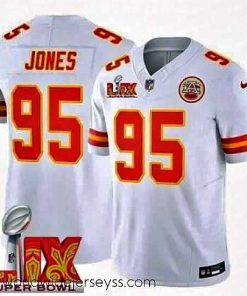 Finely crafted Kansas City Chiefs Chris Jones #95 White 2024 2025 Super Bowl LIX F.U.S.E Stitched Jersey