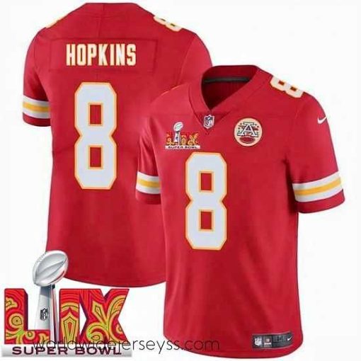 Exquisitely designed Kansas City Chiefs DeAndre Hopkins #8 Red 2024 2025 Super Bowl LIX F.U.S.E Stitched Jersey