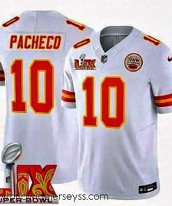 Finely crafted Kansas City Chiefs Isiah Pacheco #10 White 2024 2025 Super Bowl LIX F.U.S.E Stitched Jersey