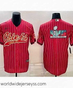 Finely crafted Kansas City Chiefs Red With Super Bowl LVII Big Logo Cool Base Stitched Baseball Jersey