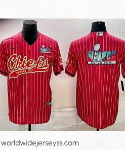 Finely crafted Kansas City Chiefs Red With Super Bowl LVII Big Logo Cool Base Stitched Baseball JerseyS
