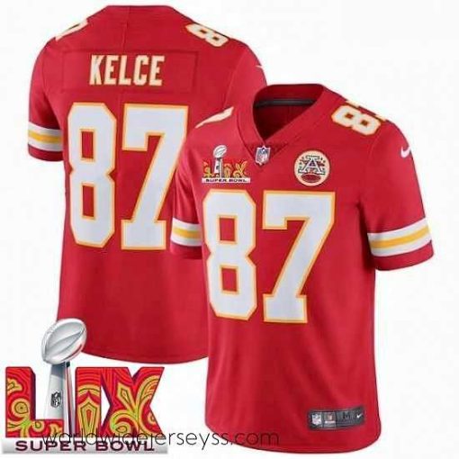 Superbly made Kansas City Chiefs Travis Kelce #87 Red 2024 2025 Super Bowl LIX F.U.S.E Stitched Jersey