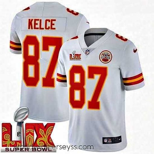 Finely crafted Kansas City Chiefs Travis Kelce #87 White 2024 2025 Super Bowl LIX F.U.S.E Stitched Jersey
