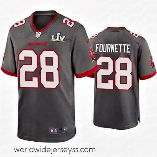 Superbly made Leonard Fournette Buccaneers Pewter Super Bowl Lv Game Jersey
