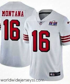 Superbly made NFL San Francisco 49ers 16 Joe Montana White Throwback Vapor Untouchable Limited Stitched 2024 Super Bowl LVIII Jersey