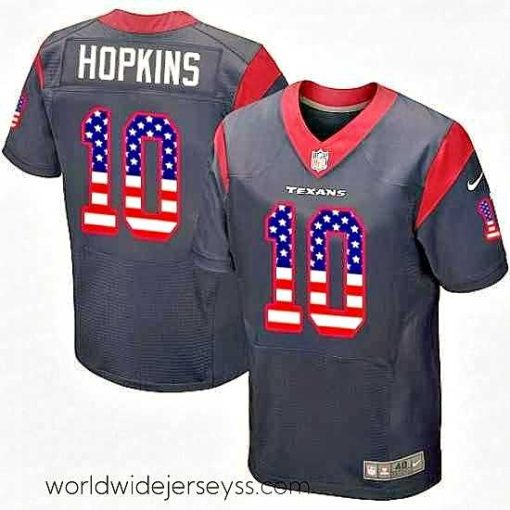 Exquisitely designed Nike Houston Texans 10 DeAndre Hopkins Elite Navy Blue Home USA Flag Fashion NFL Jersey