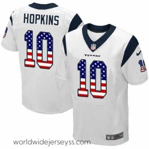 Superbly made Nike Houston Texans 10 DeAndre Hopkins Elite White Road USA Flag Fashion NFL Jersey