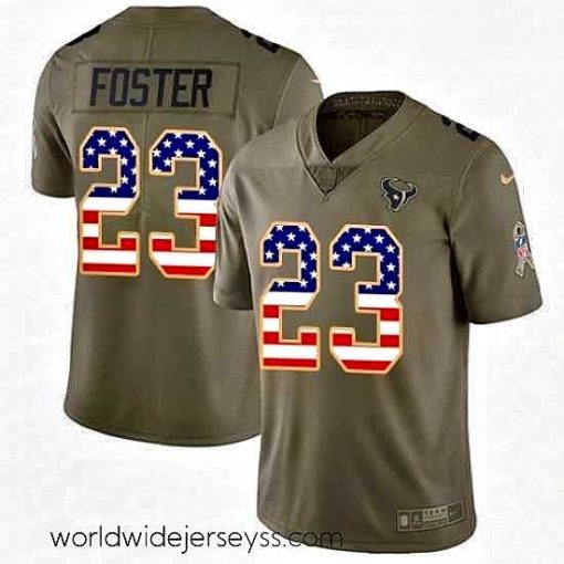 Superbly made Nike Houston Texans 23 Arian Foster Limited OliveUSA Flag 2017 Salute to Service NFL Jersey