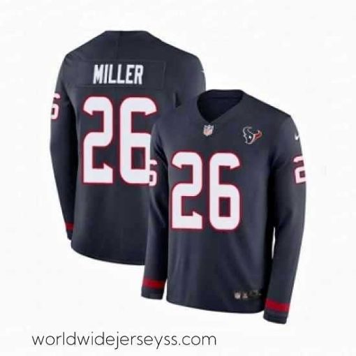 Finely crafted Nike Houston Texans 26 Lamar Miller Limited Navy Blue Therma Long Sleeve NFL Jersey