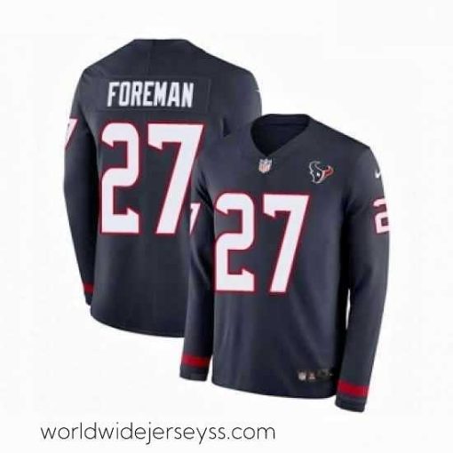 Marvelously styled Nike Houston Texans 27 DOnta Foreman Limited Navy Blue Therma Long Sleeve NFL Jerse