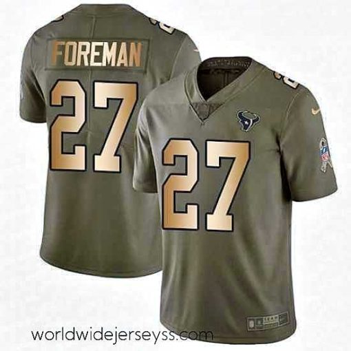 Superbly made Nike Houston Texans 27 DOnta Foreman Limited OliveGold 2017 Salute to Service NFL Jersey