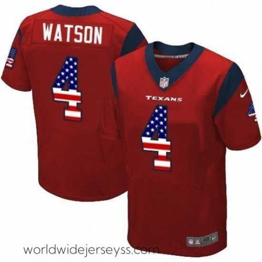 Superbly made Nike Houston Texans 4 Deshaun Watson Elite Red Alternate USA Flag Fashion NFL Jersey