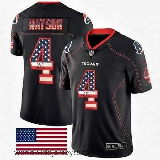 Exceptionally fashioned Nike Houston Texans 4 Deshaun Watson Limited Black Rush USA Flag NFL Jersey