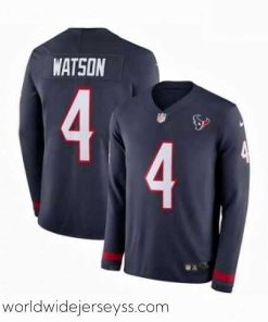 Exquisitely designed Nike Houston Texans 4 Deshaun Watson Limited Navy Blue Therma Long Sleeve NFL Jersey