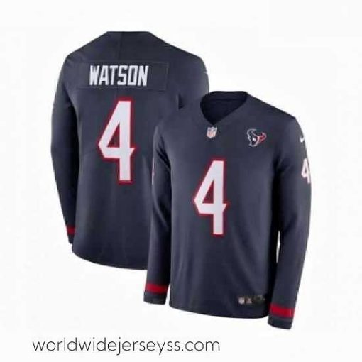 Exquisitely designed Nike Houston Texans 4 Deshaun Watson Limited Navy Blue Therma Long Sleeve NFL Jersey