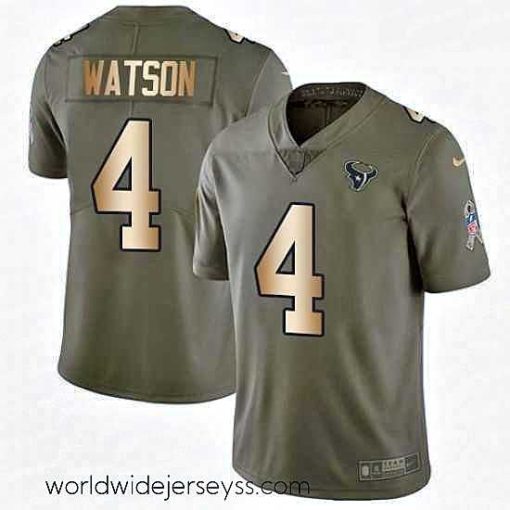 Finely crafted Nike Houston Texans 4 Deshaun Watson Limited OliveGold 2017 Salute to Service NFL Jersey