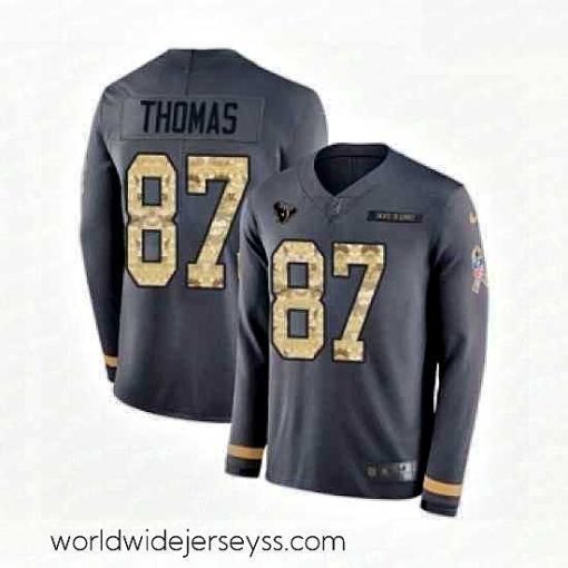 Exceptionally fashioned Nike Houston Texans 87 Demaryius Thomas Limited Black Salute to Service Therma Long Sleeve NFL Jersey