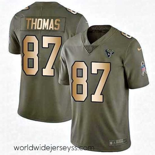 Marvelously styled Nike Houston Texans 87 Demaryius Thomas Limited Olive Gold 2017 Salute to Service NFL Jersey