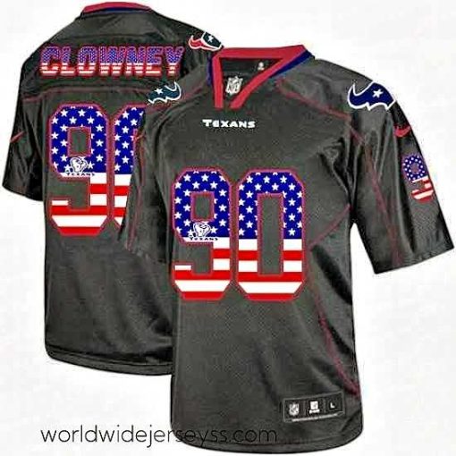 Exceptionally fashioned Nike Houston Texans 90 Jadeveon Clowney Elite Black USA Flag Fashion NFL Jersey