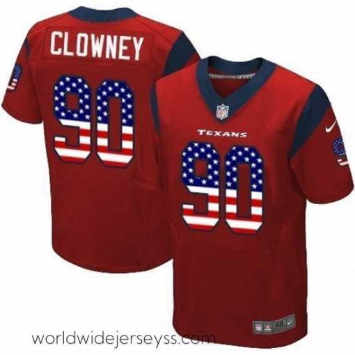 Exceptionally fashioned Nike Houston Texans 90 Jadeveon Clowney Elite Red Alternate USA Flag Fashion NFL Jersey