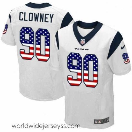 Exceptionally fashioned Nike Houston Texans 90 Jadeveon Clowney Elite White Road USA Flag Fashion NFL Jersey