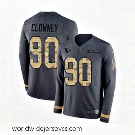 Finely crafted Nike Houston Texans 90 Jadeveon Clowney Limited Black Salute to Service Therma Long Sleeve NFL Jersey