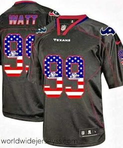 Marvelously styled Nike Houston Texans 99 JJ Watt Elite Black USA Flag Fashion NFL Jersey