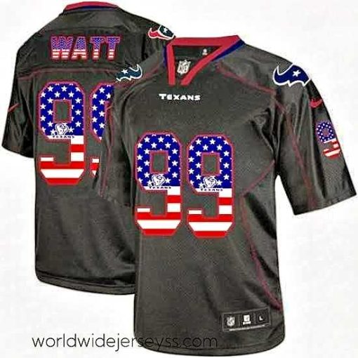 Marvelously styled Nike Houston Texans 99 JJ Watt Elite Black USA Flag Fashion NFL Jersey