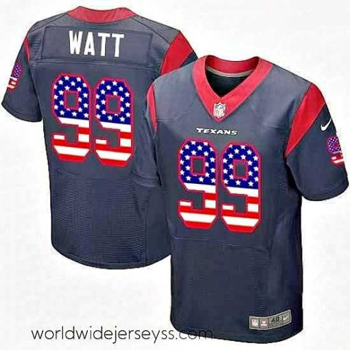 Marvelously styled Nike Houston Texans 99 JJ Watt Elite Navy Blue Home USA Flag Fashion NFL Jersey
