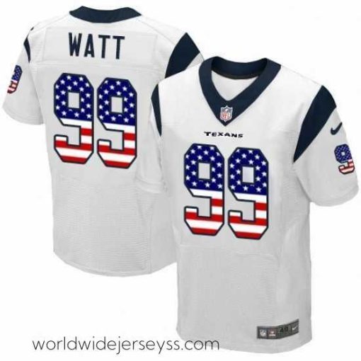 Marvelously styled Nike Houston Texans 99 JJ Watt Elite White Road USA Flag Fashion NFL Jersey