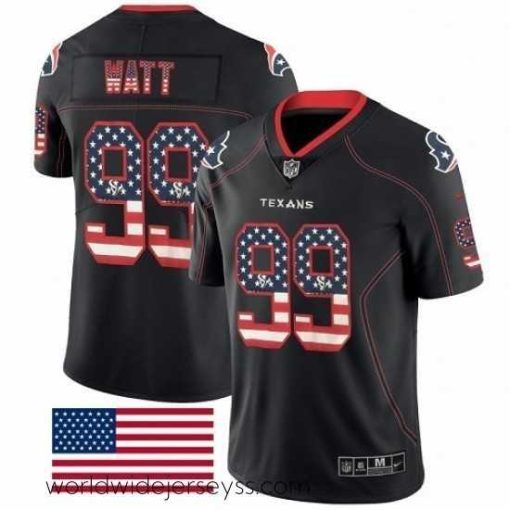 Exceptionally fashioned Nike Houston Texans 99 JJ Watt Limited Black Rush USA Flag NFL Jersey