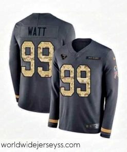 Finely crafted Nike Houston Texans 99 JJ Watt Limited Black Salute to Service Therma Long Sleeve NFL Jersey