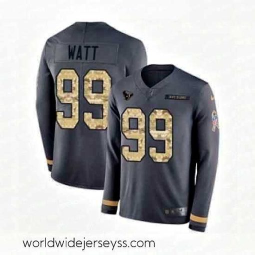 Finely crafted Nike Houston Texans 99 JJ Watt Limited Black Salute to Service Therma Long Sleeve NFL Jersey