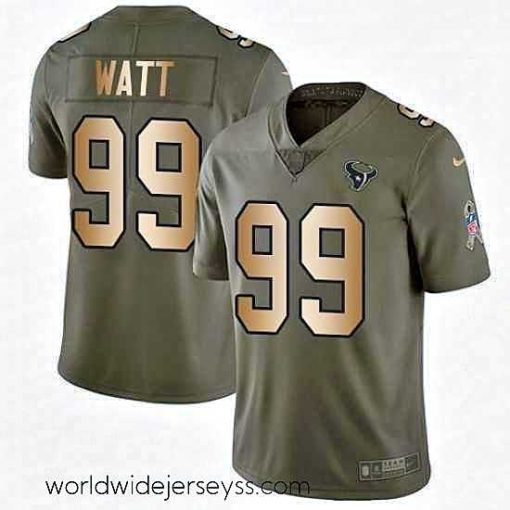 Superbly made Nike Houston Texans 99 JJ Watt Limited OliveGold 2017 Salute to Service NFL Jersey