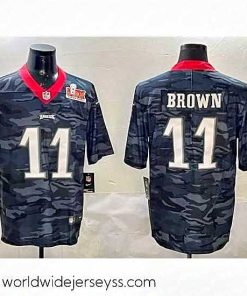 Finely crafted Philadelphia Eagles 11 A  J  Brown Black 2025 Super Bowl LIX Patch Camo Vapor Untouchable Limited Stitched Football Jersey